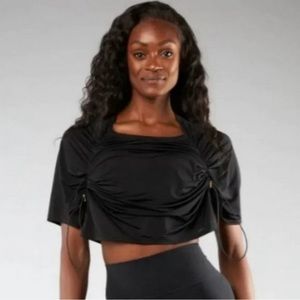 Buffbunny Adjustable Crop Top - Canopy Croptop-  Cinch Buff Bunny - onyx black L